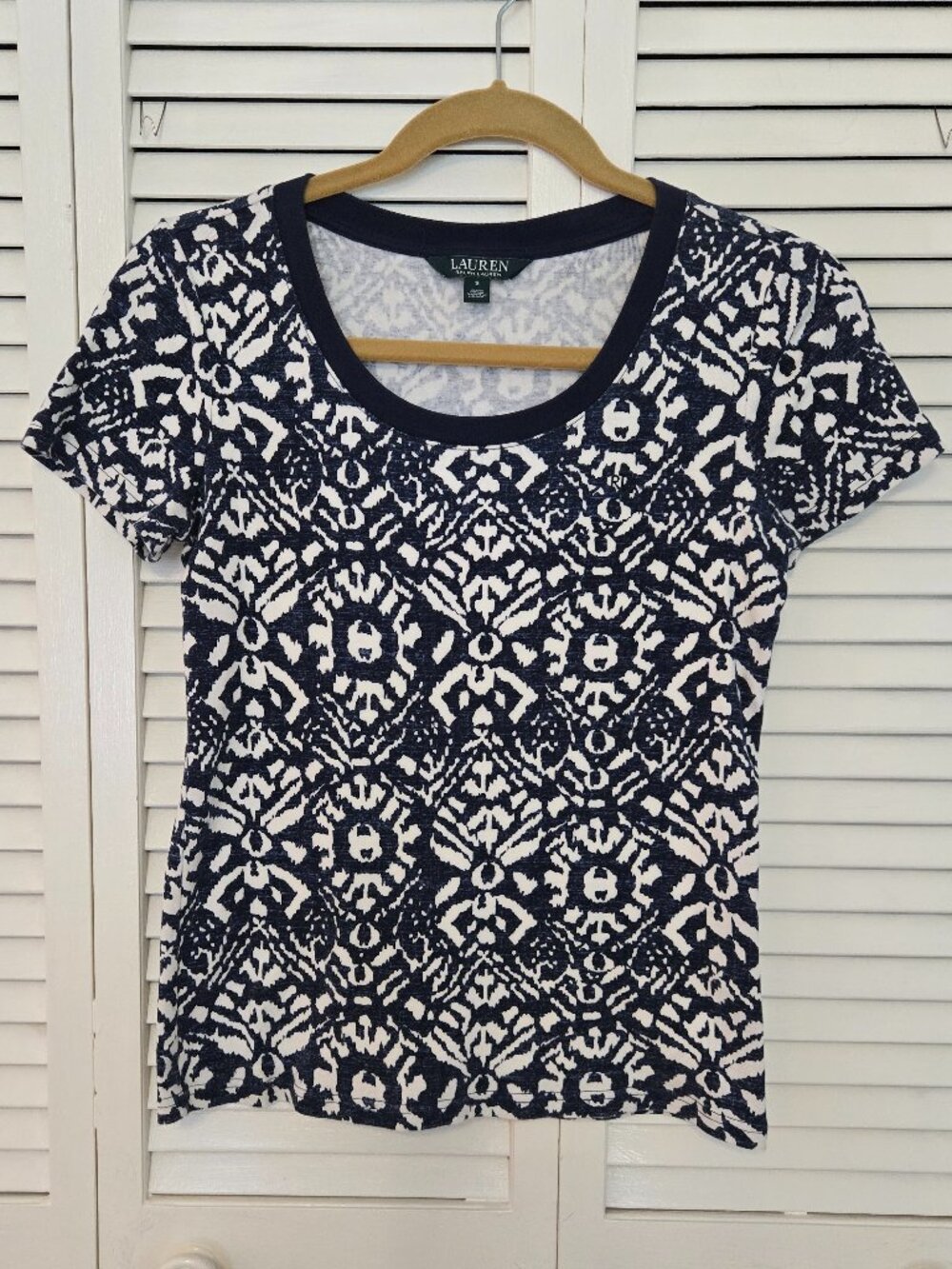 Ralph Lauren Scooped Neck Ikat Print T-Shirt - Size S